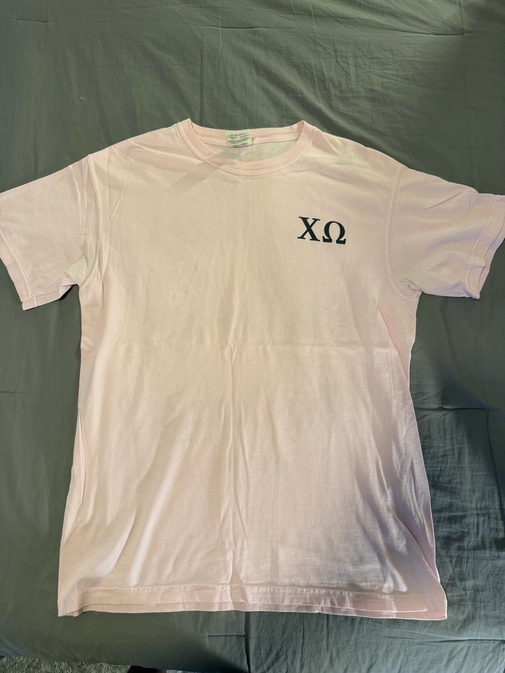 Comfort Colors Chi Omega Pink Short-Sleeve Crewneck T-Shirt
